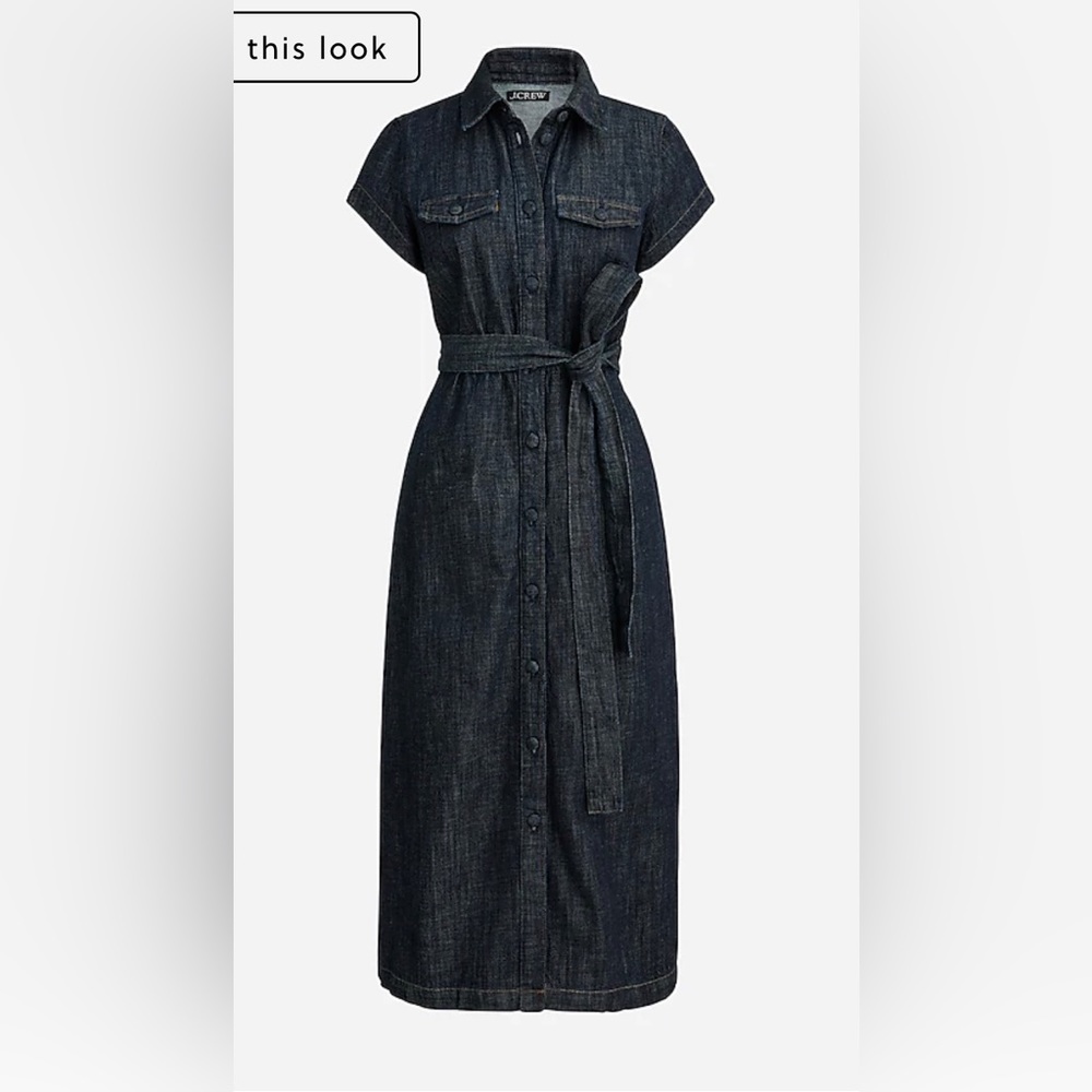 New With Tags JCrew Short-sleeve tie-waist button-up denim dress